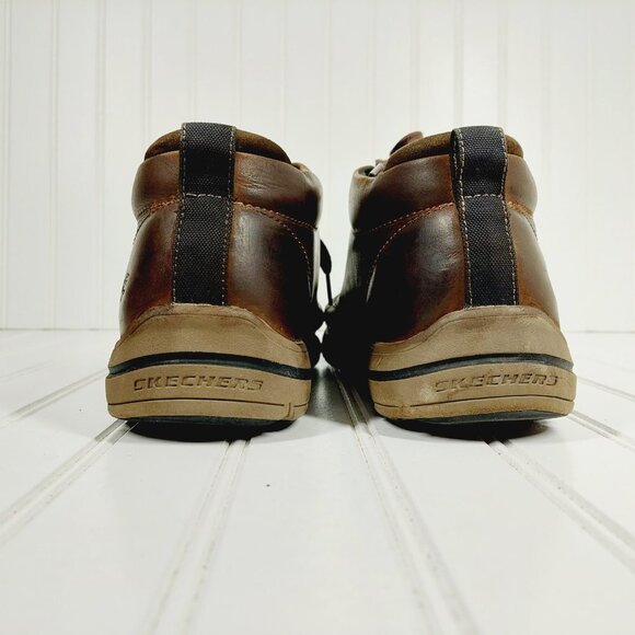 Skechers Harper Melden Men's Casual Lightweight Brown Leather Lace Up Shoes A739 - Picture 6 of 11